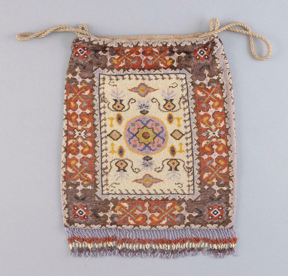 GLASS BEADED DRAWSTRING PURSE