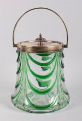 GLASS BISCUIT BARREL WITH PLAT