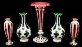 GLASS: BOHEMIAN OVERLAY VASES,