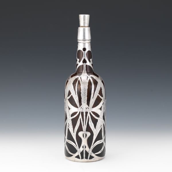 GLASS BOTTLE WITH SILVER OVERLAY 12