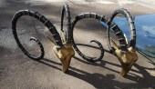 GLASS & BRONZE DOUBLE RAM’S HE