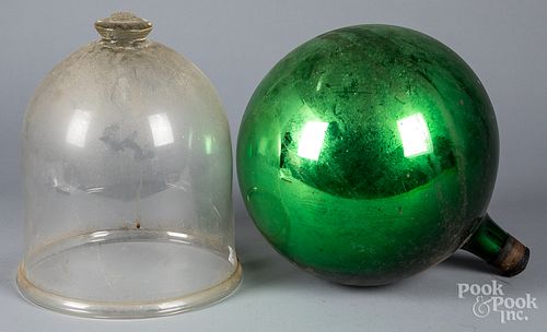 GLASS CLOCHE, 13" H., ETC.Glass