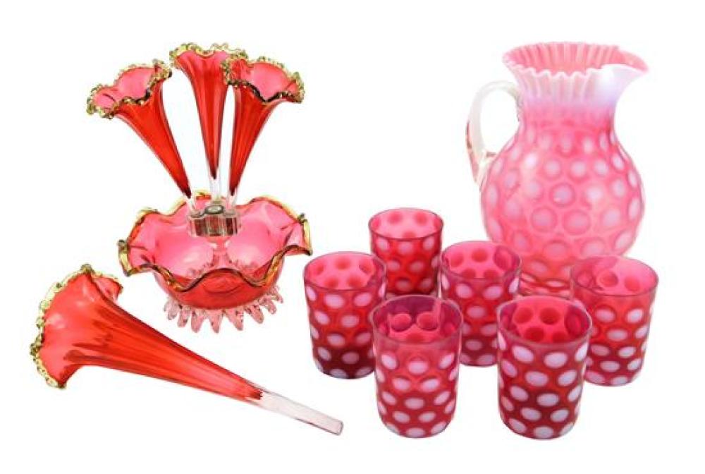 GLASS: CRANBERRY GLASS SERVINGWARE,