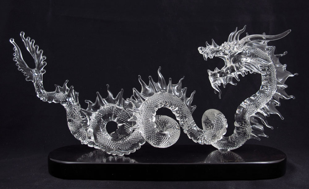 GLASS DRAGON SIGNED HOOPER: Glass