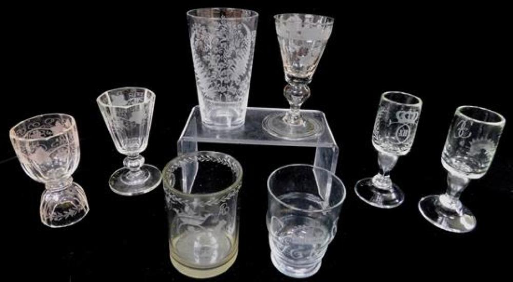 GLASS: EIGHT BLOWN GLASSES,
