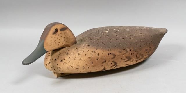 GLASS EYE DUCK DECOYCarved and hand
