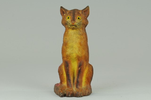 GLASS EYED CAT DOORSTOP Golden