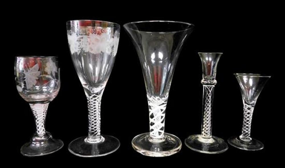 GLASS: FIVE GEORGIAN STYLE GLASSES,