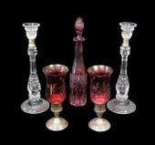GLASS: FIVE PIECES OF CUT AND