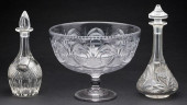 GLASS FOOTED PUNCH BOWL AND 2
