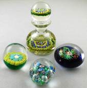 GLASS: FOUR CLEAR PAPERWEIGHTS