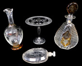 GLASS: FOUR CUT AND ETCHED PIE