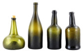 GLASS: FOUR EARLY FROSTED BOTT