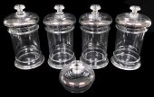 GLASS: FOUR LARGE CLEAR APOTHE