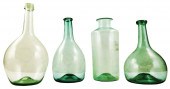 GLASS: FOUR PALE GREEN BOTTLES