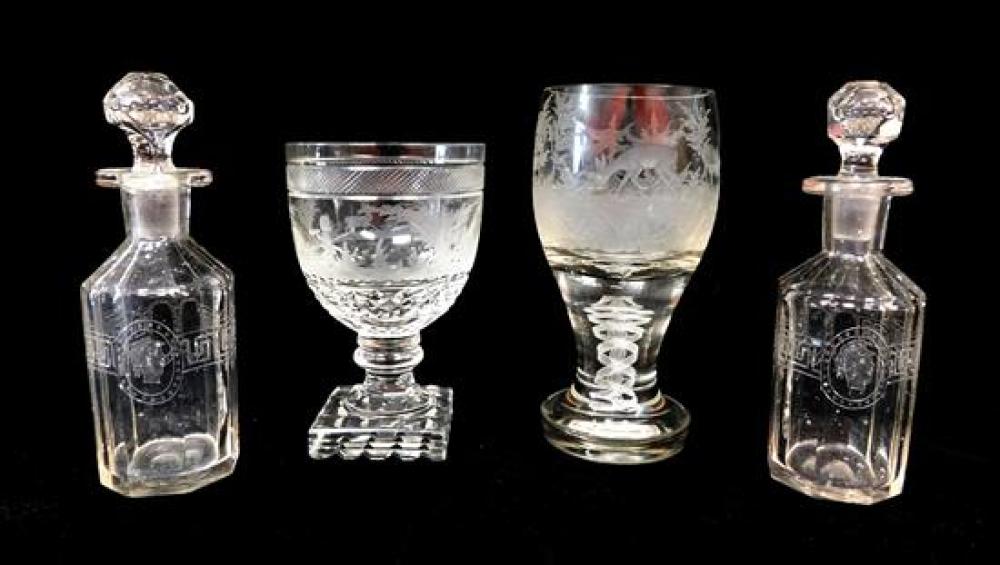GLASS: FOUR PIECES, 19TH/ 20TH