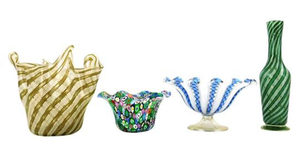 GLASS: FOUR PIECES OF ART GLASS,