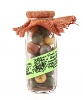 GLASS JAR OF 19TH C OLD MARBLE