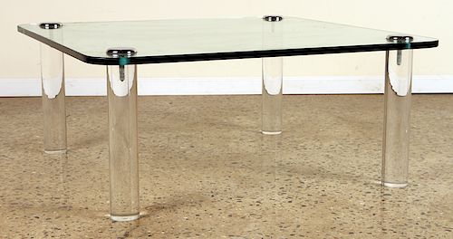 GLASS LUCITE COFFEE TABLE MANNER OF