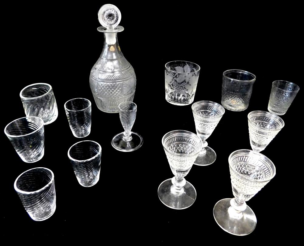 GLASS: MOLD BLOWN DECANTER, 19TH
