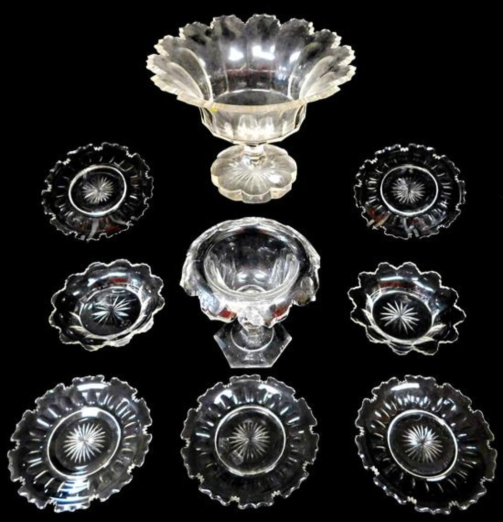 GLASS: NINE PIECES OF CUT CRYSTAL