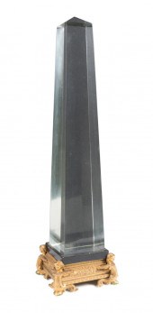 GLASS OBELISK ON GILT BRONZE F