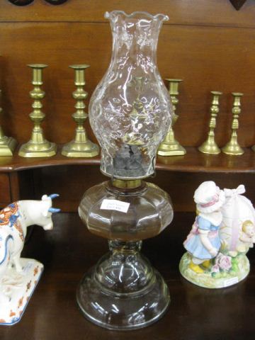 Glass Oil Lamp with chimney.