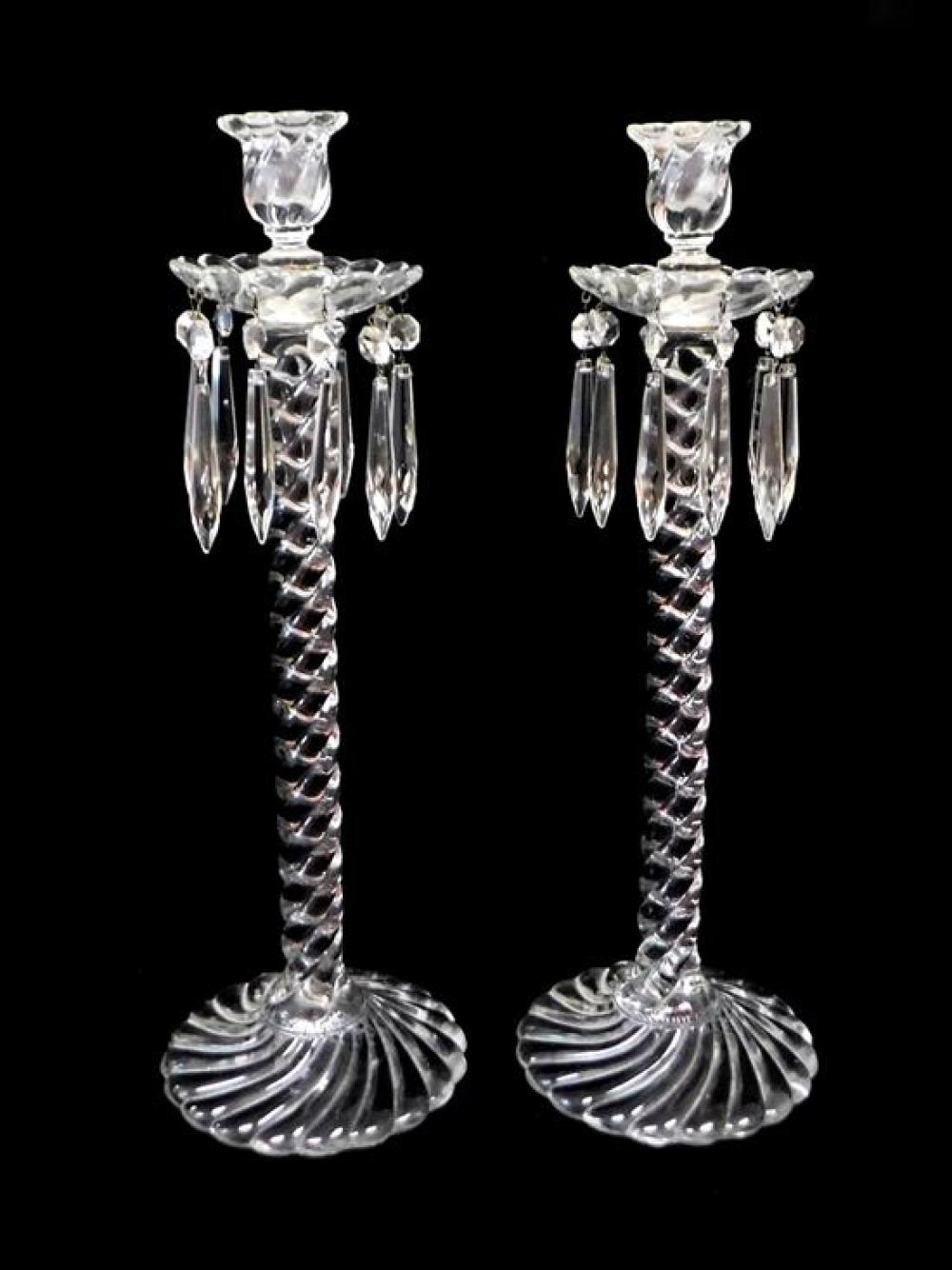 GLASS: PAIR OF TALL SPIRAL STANDARD