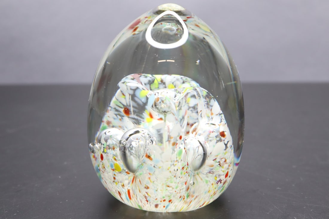 GLASS PAPERWEIGHT, 2.875"HIGH EGG