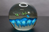 GLASS PAPERWEIGHT, 3" DOME CLE