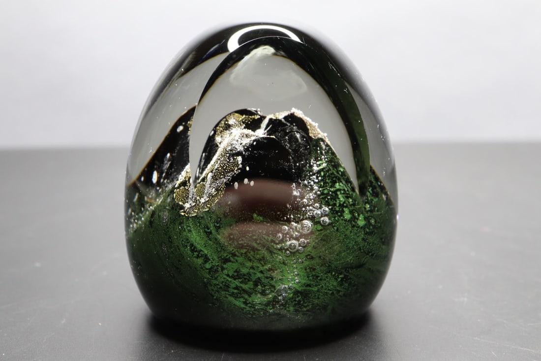GLASS PAPERWEIGHT, EGG SHAPE