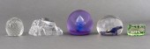 GLASS PAPERWEIGHTS, 5 Five gla
