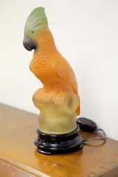 **GLASS PARROT LAMP. Attribute