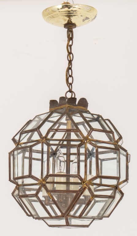 GLASS POLEHEDRAL FOUR LIGHT CEILING