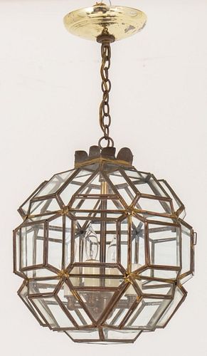 GLASS POLEHEDRAL FOUR LIGHT CEILING