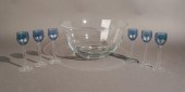 GLASS PUNCH BOWL AND SIX PALE