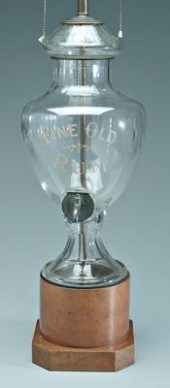 Glass rum decanter, cut glass