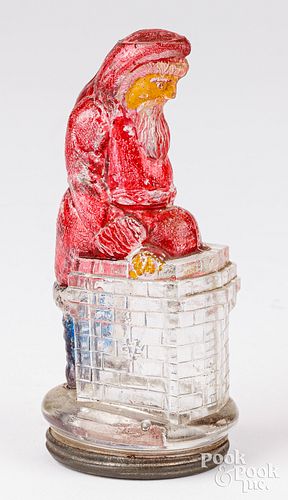 GLASS SANTA CLAUS AT CHIMNEY