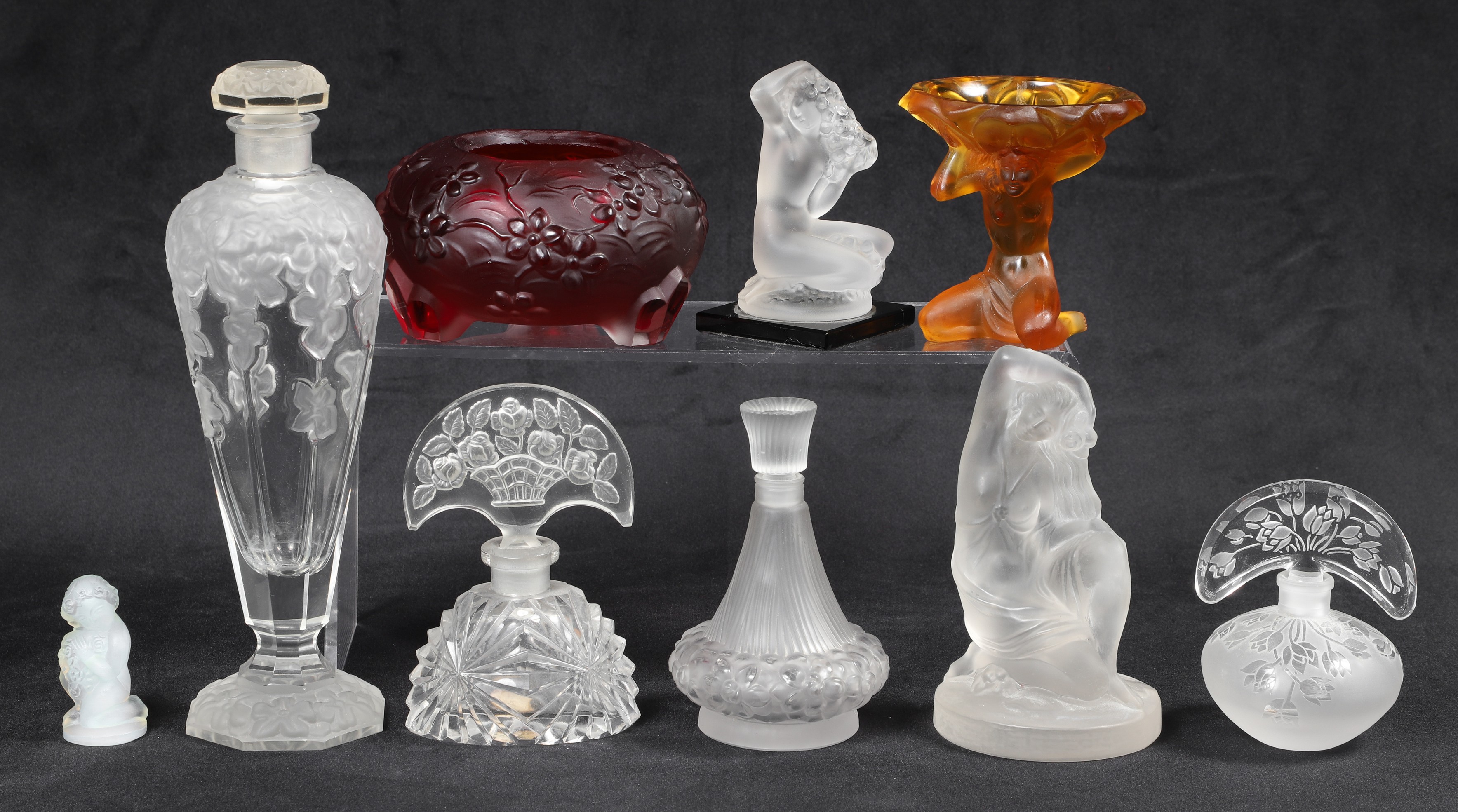 Glass Scent Bottle, Figure and