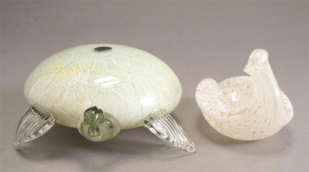 GLASS SEA TURTLE SCULPTURE AND A
