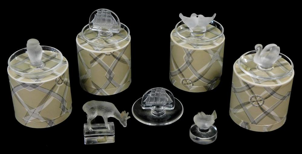 GLASS: SEVEN LALIQUE, FRANCE RING