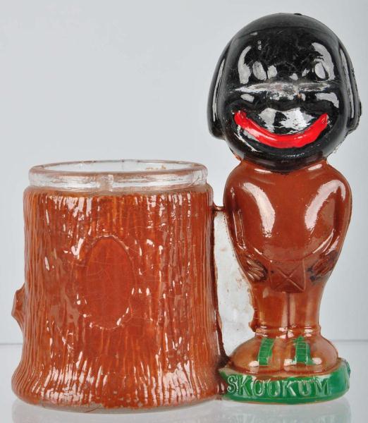 Glass Skookum Candy Container. 