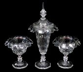 GLASS: THREE CLEAR CUT GLASS C
