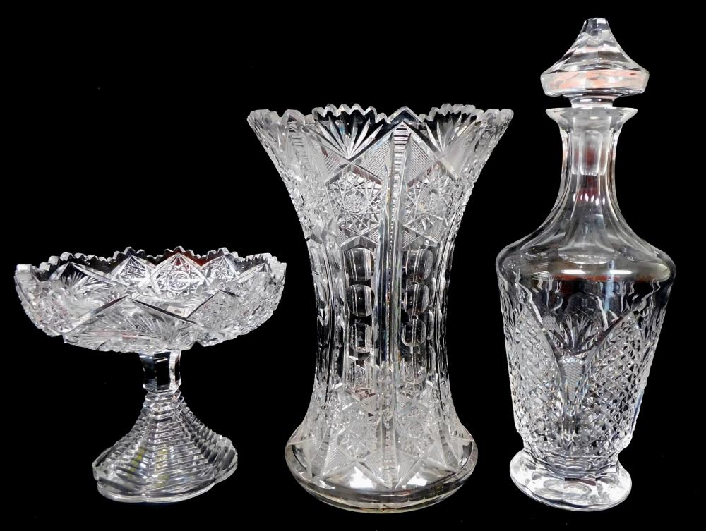 GLASS: THREE CUT CLEAR GLASS