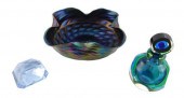 GLASS: THREE PIECES OF 20TH C.