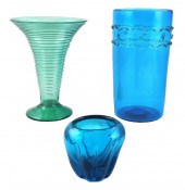 GLASS: THREE PIECES OF BLOWN C