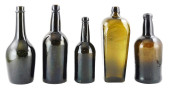 GLASS: THREE PONTILED BLACK GL