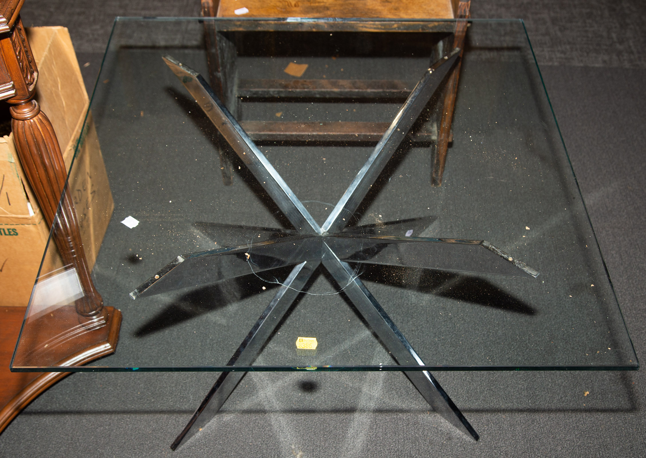 GLASS TOP COFFEE TABLE WITH