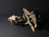 GLASS TOP DRIFTWOOD COFFEE TAB