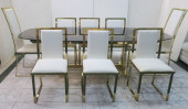 GLASS TOP METAL BASE DINING TA